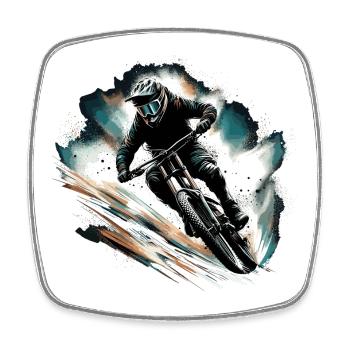 MTB Mountain Biking Mountain Bike Gift - Square fridge magnet - white - Front