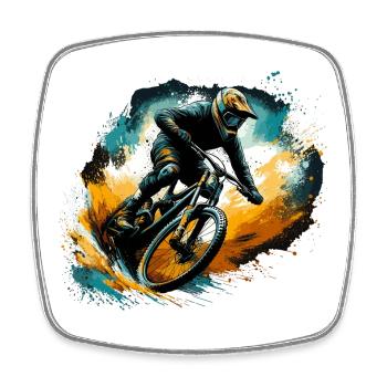 MTB Mountain Biking Mountain Bike Gift - Square fridge magnet - white - Front
