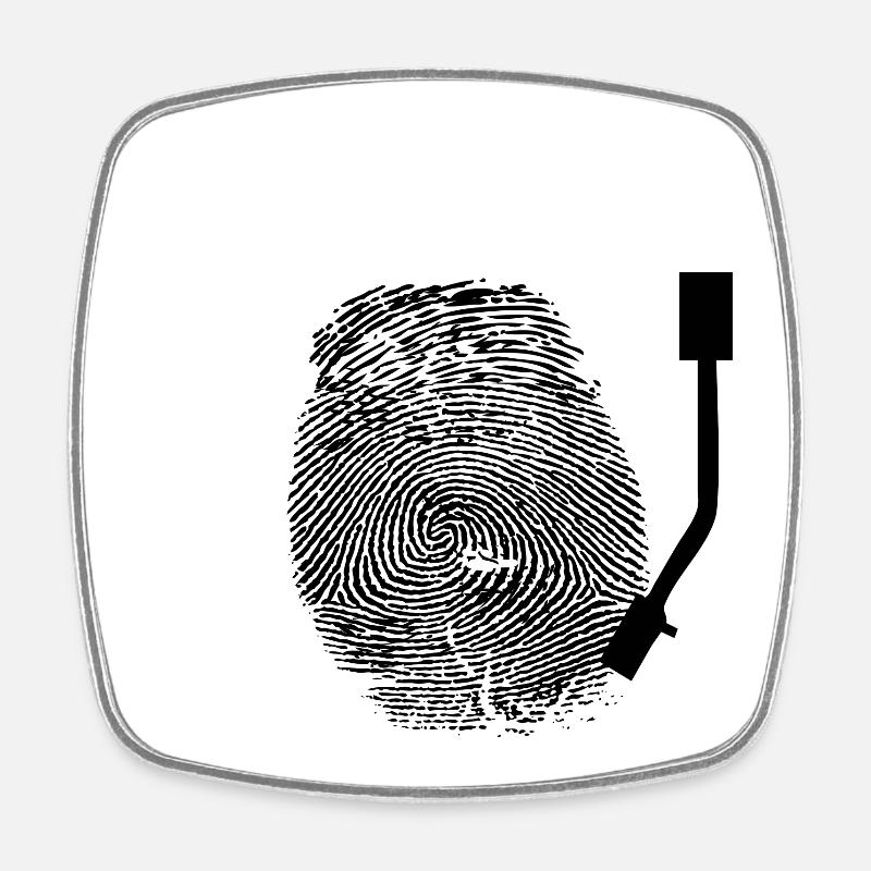 DJ Fingerprint - Square fridge magnet - white