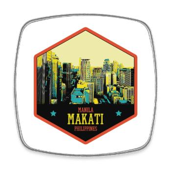 Leuchtende Skyline: Makati, Manila, Philippinen - Viereckiger Kühlschrankmagnet - Weiß - Vorne