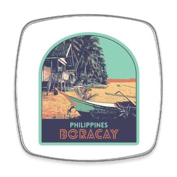 Heaven on Earth: Boracay, Philippines - Square fridge magnet - white - Front