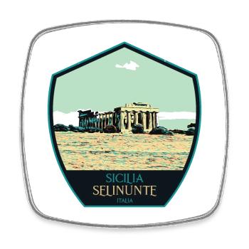 Illustration Griechischer Tempel in Selinunt, Sizilien - Viereckiger Kühlschrankmagnet - Weiß - Vorne