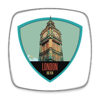 Iconic illustration of the Big Ben Tower - Square fridge magnet - white - Front