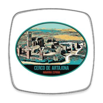 Château d'El Cerco: Éclat Navarrais, Espagne - Magnet carré - blanc - Devant