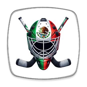 Drapeaux de hockey sur glace du Mexique - Magnet carré - blanc - Devant