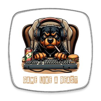Design de jeu Rottweiler - Magnet carré - blanc - Devant