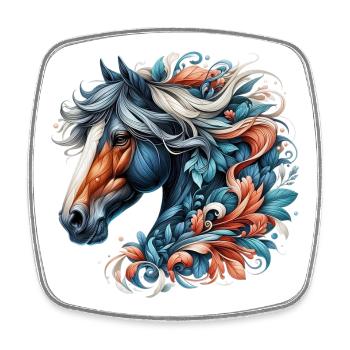 Cheval - Magnet carré - blanc - Devant