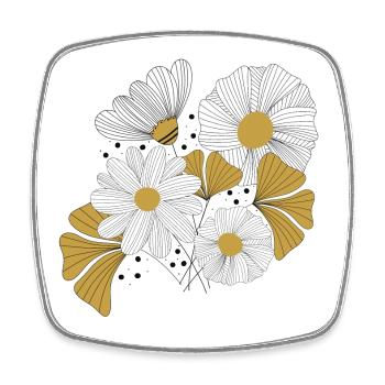 Blumenbouquet in gelb Linien-Kontrast - Viereckiger Kühlschrankmagnet - Weiß - Vorne