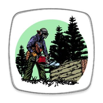 Tree Saw Sawdust Woodwork Lumberjack Forest - Square fridge magnet - white - Front
