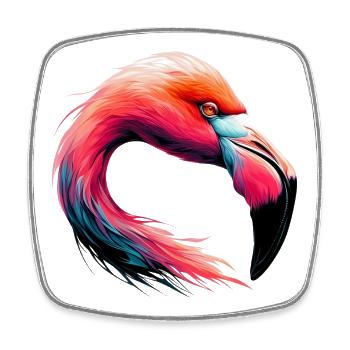 Flamant - Magnet carré - blanc - Devant