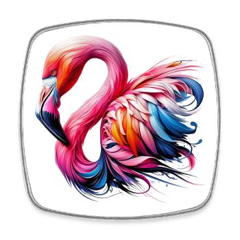 Flamant - Magnet carré - blanc - Devant