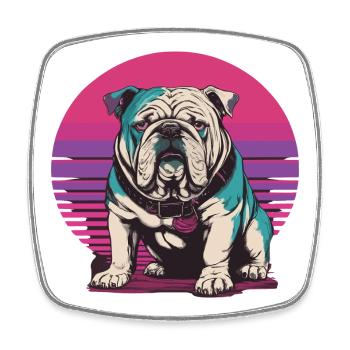 Retro Bulldog Illustration - Viereckiger Kühlschrankmagnet - Weiß - Vorne