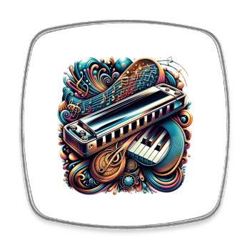 Design abstrait d'harmonica - Magnet carré - blanc - Devant