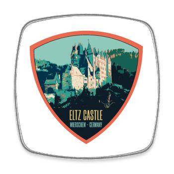 Illustration Eltz Castle, Moselle, Germany - Square fridge magnet - white - Front