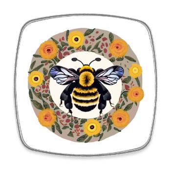 fat bumblebee - Square fridge magnet - white - Front