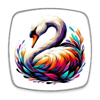 Cygne - Magnet carré - blanc - Devant