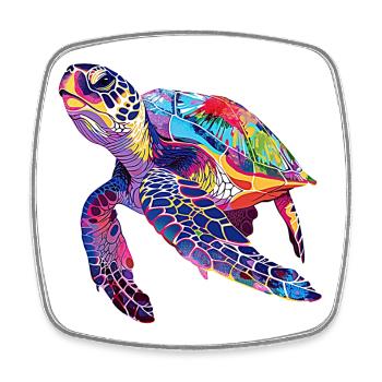 Tortue arc-en-ciel - Magnet carré - blanc - Devant