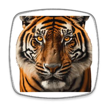 Wild Tiger Portrait Art Print - Square fridge magnet - white - Front