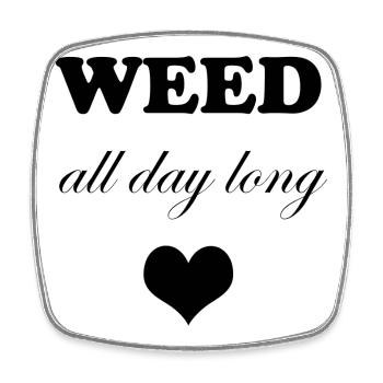Weed All Day Long Heart - Viereckiger Kühlschrankmagnet - Weiß - Vorne