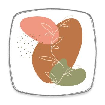 Branche feuilles Line Art - Magnet carré - blanc - Devant