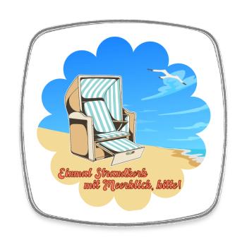 Strandkorb mit Meerblick Ferien Urlaub Erholung - Viereckiger Kühlschrankmagnet - Weiß - Vorne