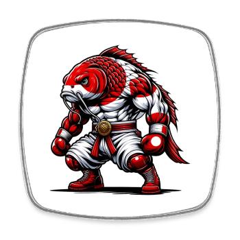 Drapeau national du Japon pour les poissons koï - Magnet carré - blanc - Devant