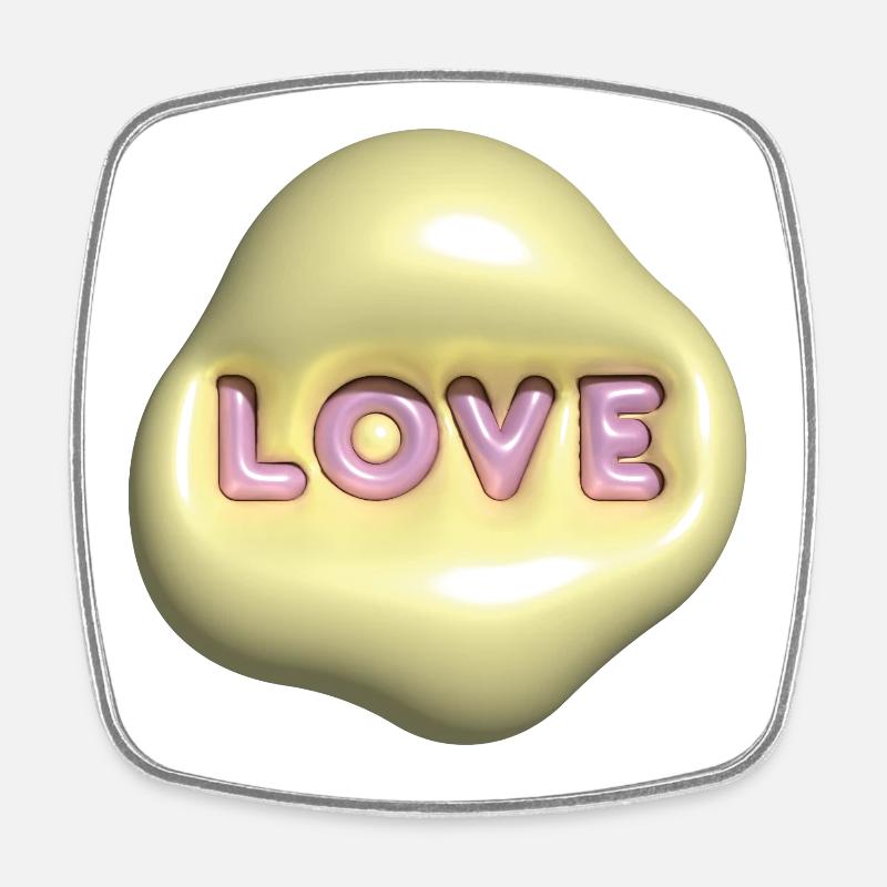 Love 3D - Magnet carré - blanc