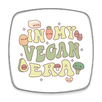 Légumes mignons, tofu et noix dans mon ère végétalienne - Magnet carré - blanc - Devant