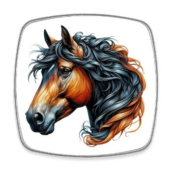 Cheval - Magnet carré - blanc - Devant