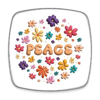 Peace & groovy flowers - Magnet carré - blanc - Devant