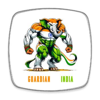 Inde Drapeaux nationaux des éléphants - Magnet carré - blanc - Devant