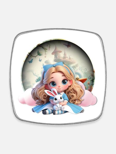 Alice's Dreams - Square fridge magnet - white