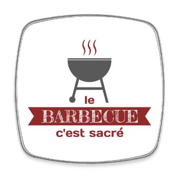 Le barbecue c'est sacré - Magnet carré - blanc - Devant