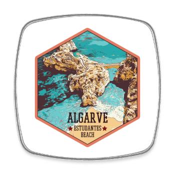 Plage Estudantes près de Lagos, Algarve - Magnet carré - blanc - Devant
