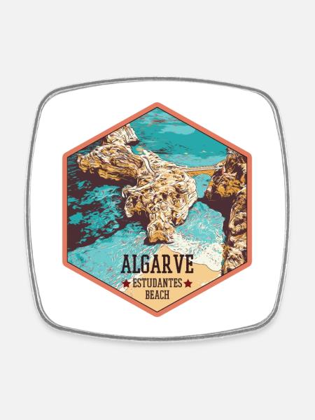 Plage Estudantes près de Lagos, Algarve - Magnet carré - blanc
