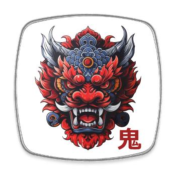 Oni, démon Japonais - Magnet carré - blanc - Devant