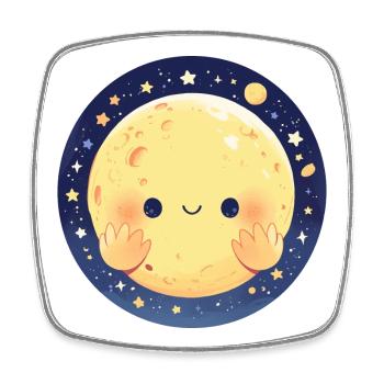 The Smiling Moon - Square fridge magnet - white - Front