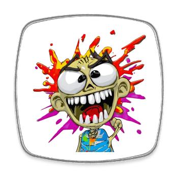 Personnage Dessin Urban Cartoon -Tagueur/Graffeur - Magnet carré - blanc - Devant
