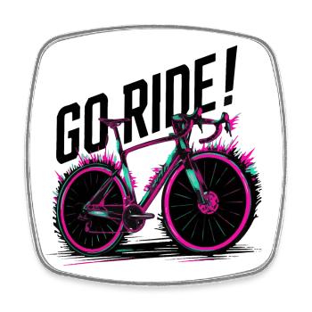 Neon Cycling Adventure Illustration - Square fridge magnet - white - Front