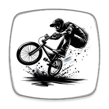 BMX Bike Bike Trick cadeau - Magnet carré - blanc - Devant