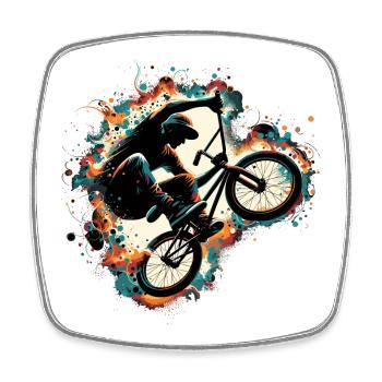 BMX Bike Bike Trick cadeau - Magnet carré - blanc - Devant