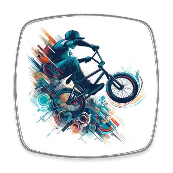 BMX Bike Bike Trick Bunny Hop cadeau - Magnet carré - blanc - Devant