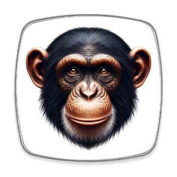 Chimpanzee Monkey - Square fridge magnet - white - Front