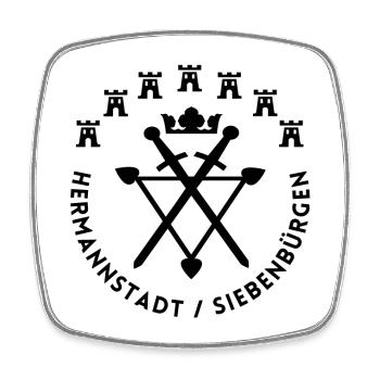 Hermannstadt Siebenbürgen Design schwarze Schrift - Viereckiger Kühlschrankmagnet - Weiß - Vorne