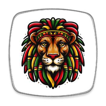 Reggae Rhythmus: Löwe & Freiheit - Viereckiger Kühlschrankmagnet - Weiß - Vorne