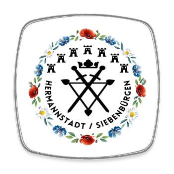 Siebenbürgen Hermannstadt mit schwarzer Schrift - Viereckiger Kühlschrankmagnet - Weiß - Vorne