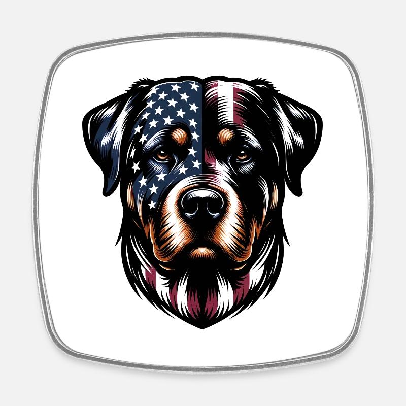 Rottweiler USA dog design - Square fridge magnet - white
