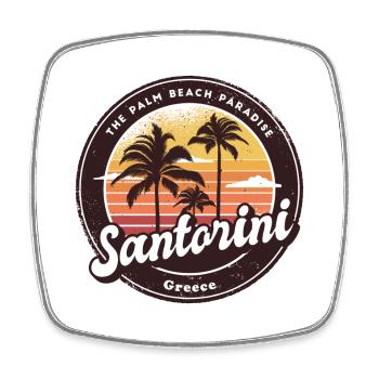 Santorin, Grèce, mer Égée, grec - Magnet carré - blanc - Devant