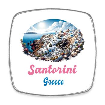Santorin, Grèce, voyage au volcan Akrotiri - Magnet carré - blanc - Devant