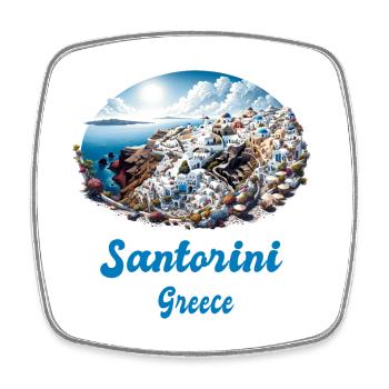 Santorin, Grèce, voyage au volcan Akrotiri - Magnet carré - blanc - Devant